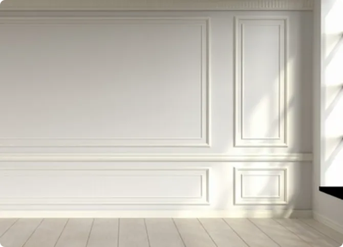 Crown moulding and baseboard